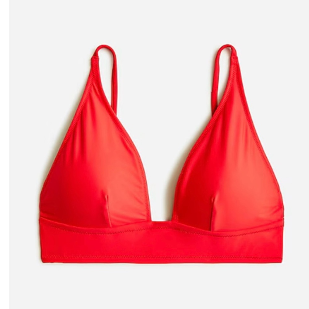 J. Crew Red Bikini Top with Minimalist Design NWOT
